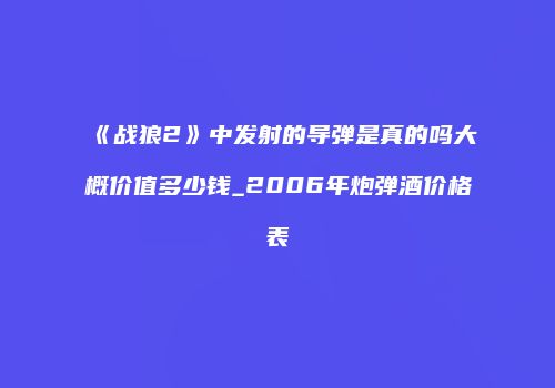 《战狼2》中发射的导弹是真的吗大概价值多少钱_2006年炮弹酒价格表