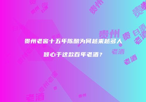 贵州老窖十五年陈酿为何越来越多人倾心于这款百年老酒？