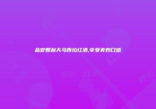 品尝智利天马西拉红酒,享受美妙口感