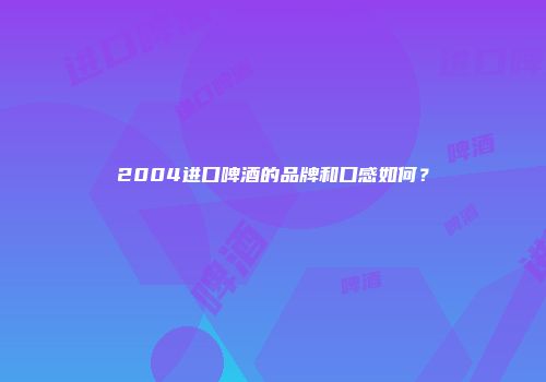 2004进口啤酒的品牌和口感如何？