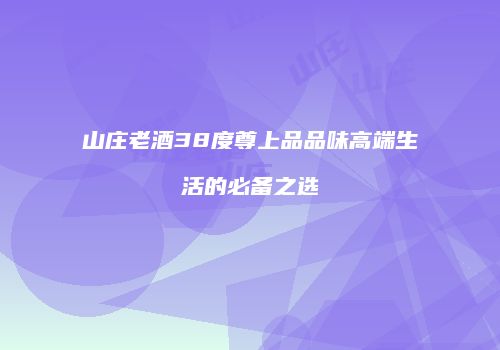 山庄老酒38度尊上品品味高端生活的必备之选