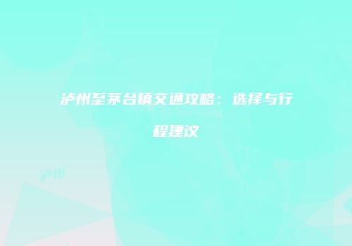泸州至茅台镇交通攻略：选择与行程建议