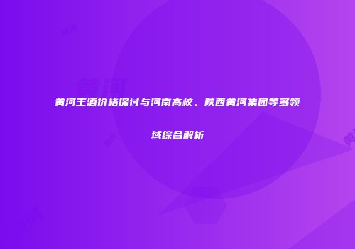 黄河王酒价格探讨与河南高校、陕西黄河集团等多领域综合解析