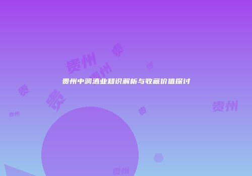贵州中润酒业知识解析与收藏价值探讨