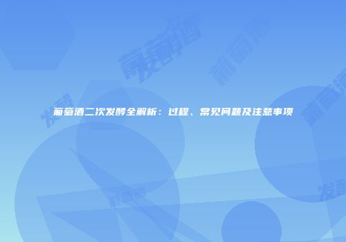 葡萄酒二次发酵全解析：过程、常见问题及注意事项