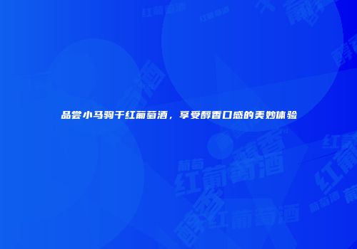 品尝小马驹干红葡萄酒，享受醇香口感的美妙体验