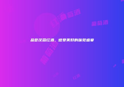 品尝汉森红酒，感受美好的味觉盛宴