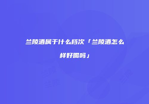兰陵酒属于什么档次「兰陵酒怎么样好喝吗」
