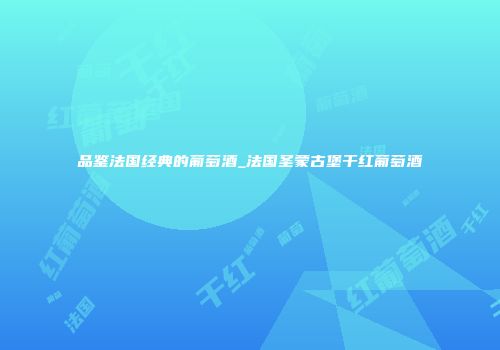 品鉴法国经典的葡萄酒_法国圣蒙古堡干红葡萄酒