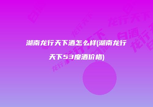 湖南龙行天下酒怎么样(湖南龙行天下53度酒价格)