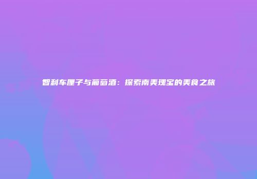 智利车厘子与葡萄酒：探索南美瑰宝的美食之旅