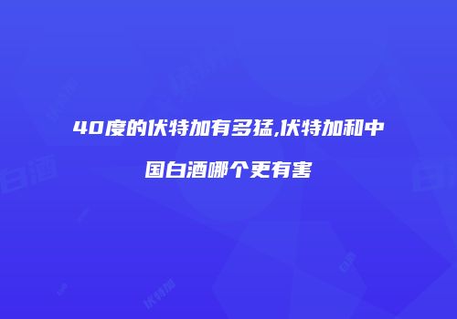 40度的伏特加有多猛,伏特加和中国白酒哪个更有害
