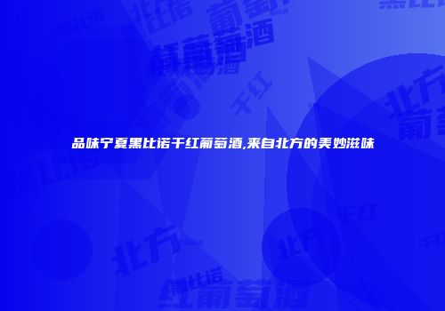 品味宁夏黑比诺干红葡萄酒,来自北方的美妙滋味