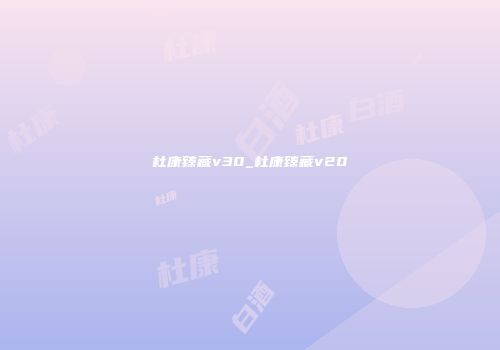 杜康臻藏v30_杜康臻藏v20