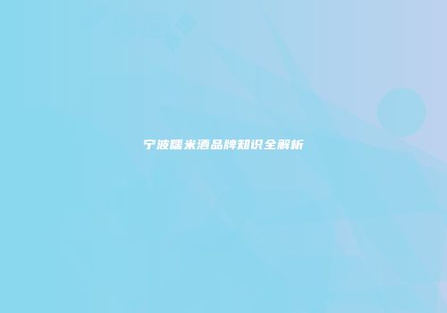宁波糯米酒品牌知识全解析