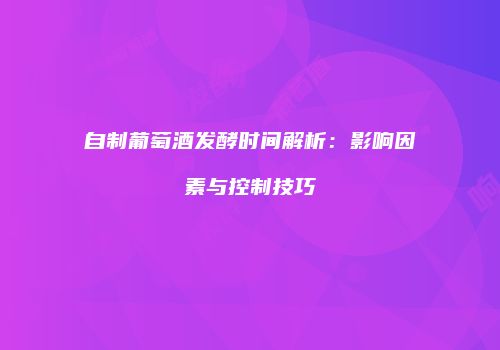 自制葡萄酒发酵时间解析：影响因素与控制技巧