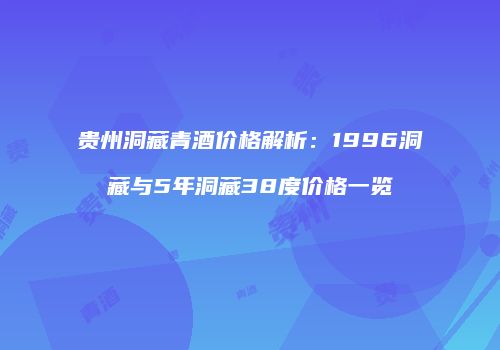 贵州洞藏青酒价格解析：1996洞藏与5年洞藏38度价格一览