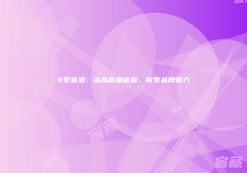 6号窖酒：品味高端窖藏，探索品牌魅力