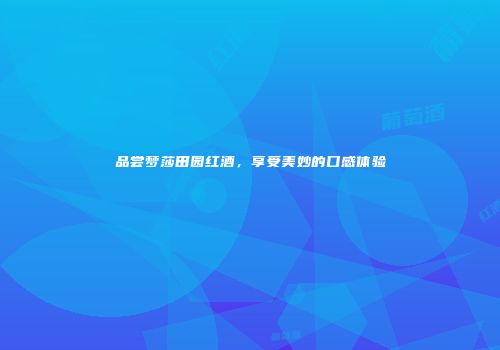 品尝梦莎田园红酒，享受美妙的口感体验