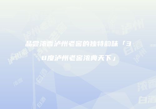 品尝浓香泸州老窖的独特韵味「38度泸州老窖浓典天下」