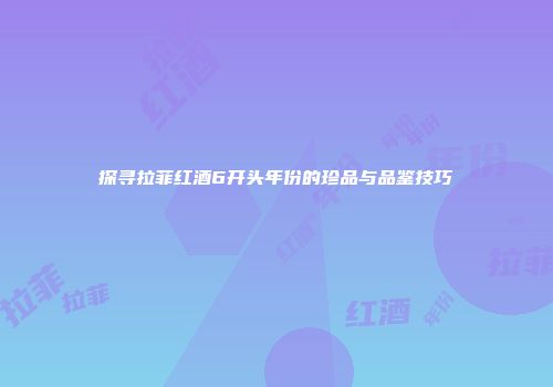 探寻拉菲红酒6开头年份的珍品与品鉴技巧