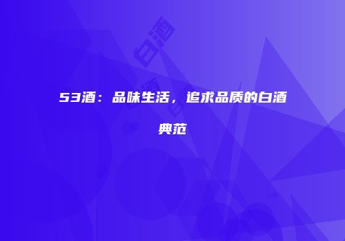 53酒：品味生活，追求品质的白酒典范
