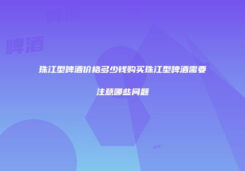 珠江型啤酒价格多少钱购买珠江型啤酒需要注意哪些问题