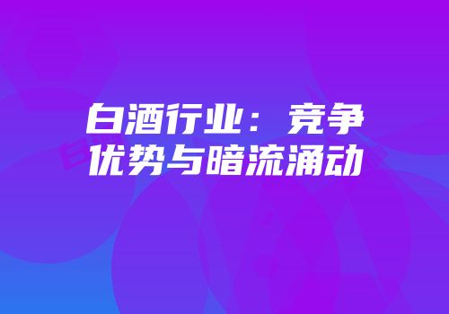 白酒行业：竞争优势与暗流涌动