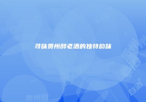 寻味贵州醇老酒的独特韵味
