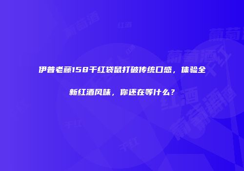 伊普老藤158干红袋鼠打破传统口感，体验全新红酒风味，你还在等什么？