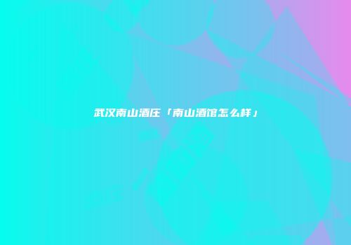 武汉南山酒庄「南山酒馆怎么样」