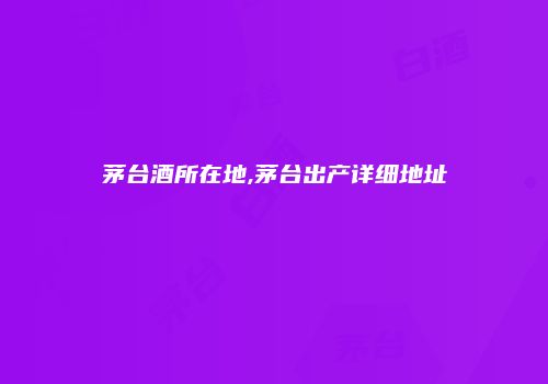 茅台酒所在地,茅台出产详细地址