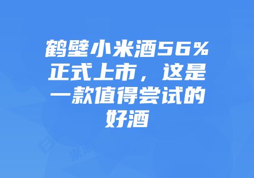 鹤壁小米酒56%正式上市，这是一款值得尝试的好酒