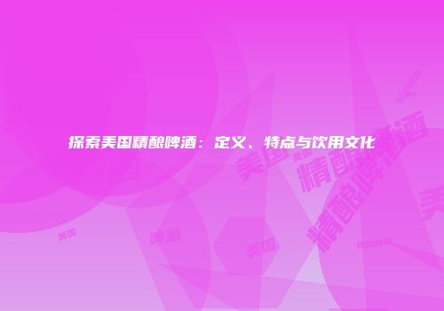 探索美国精酿啤酒：定义、特点与饮用文化