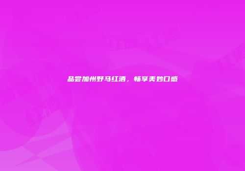 品尝加州野马红酒，畅享美妙口感