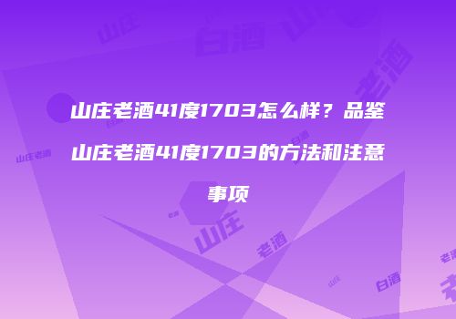 山庄老酒41度1703怎么样？品鉴山庄老酒41度1703的方法和注意事项