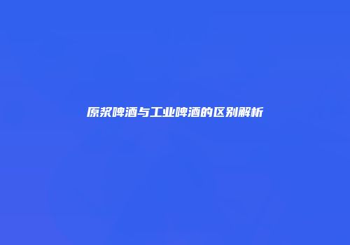 原浆啤酒与工业啤酒的区别解析