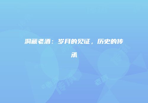 洞藏老酒：岁月的见证，历史的传承