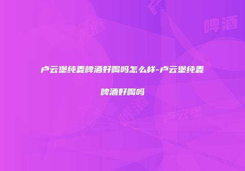 卢云堡纯麦啤酒好喝吗怎么样-卢云堡纯麦啤酒好喝吗