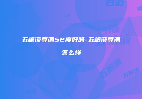 五粮液尊酒52度好吗-五粮液尊酒怎么样