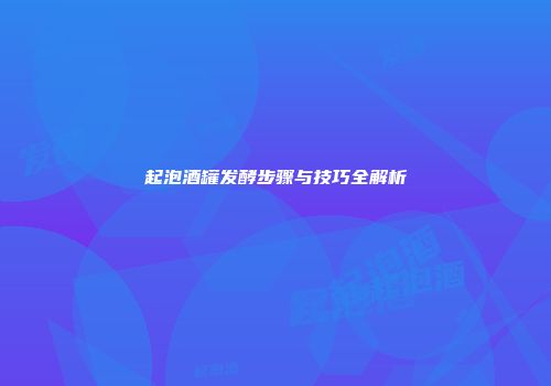 起泡酒罐发酵步骤与技巧全解析