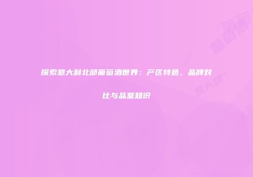 探索意大利北部葡萄酒世界：产区特色、品牌对比与品鉴知识