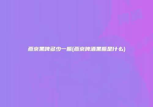 燕京黑啤多少一瓶(燕京啤酒黑瓶是什么)