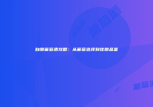 自酿葡萄酒攻略：从葡萄选择到佳酿品鉴