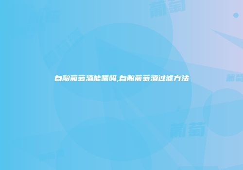自酿葡萄酒能喝吗,自酿葡萄酒过滤方法