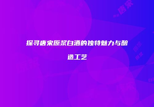 探寻唐宋原浆白酒的独特魅力与酿造工艺