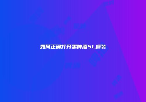 如何正确打开黑啤酒5L桶装