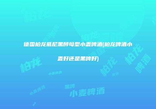 德国柏龙慕尼黑酵母型小麦啤酒(柏龙啤酒小麦好还是黑啤好)