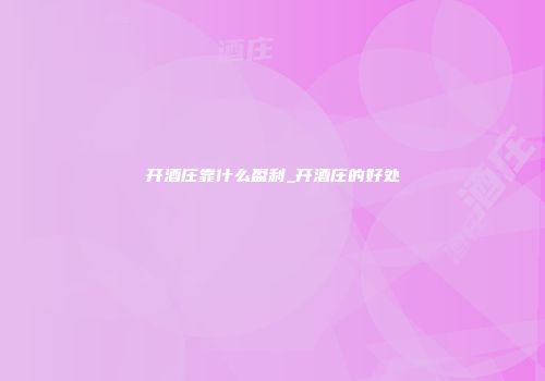开酒庄靠什么盈利_开酒庄的好处