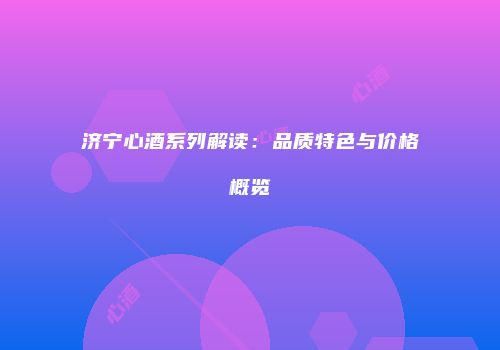 济宁心酒系列解读：品质特色与价格概览